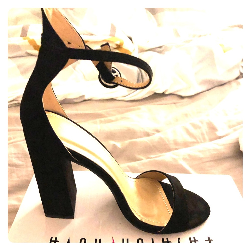 Black velvet heels